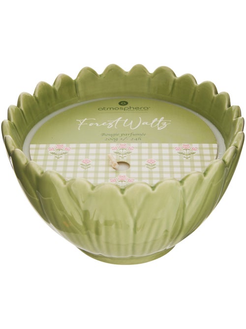 Bougie parfumée 2 mèches pot en céramique FLEUR DE ROSE - Kiabi
