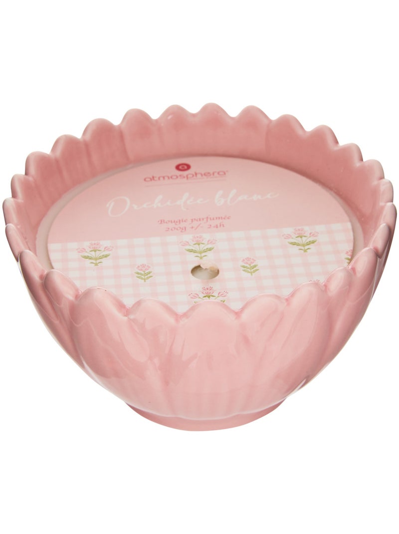 Bougie parfumée 2 mèches pot en céramique FLEUR DE ROSE Rose - Kiabi