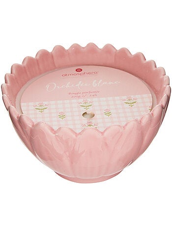 Bougie parfumée 2 mèches pot en céramique FLEUR DE ROSE