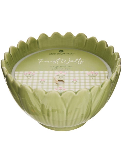 Bougie parfumée 2 mèches pot en céramique FLEUR DE ROSE - Kiabi