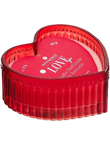Bougie parfumée 2 mèches pot en verre cœur LOVE