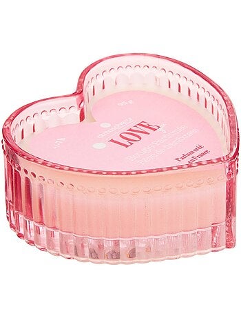 Bougie parfumée 2 mèches pot en verre cœur LOVE