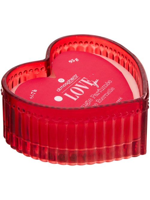 Bougie parfumée 2 mèches pot en verre cœur LOVE - Kiabi