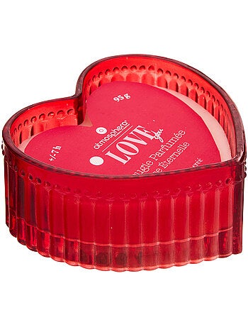 Bougie parfumée 2 mèches pot en verre cœur LOVE