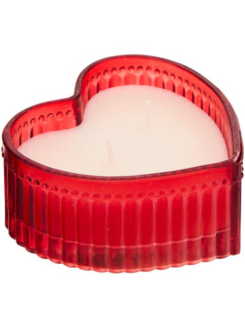 Bougie parfumée 2 mèches pot en verre cœur LOVE - Kiabi