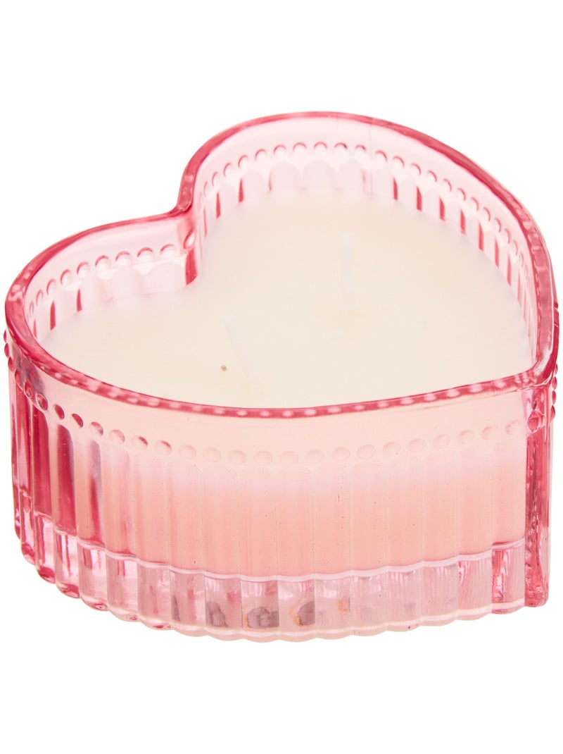 Bougie parfumée 2 mèches pot en verre cœur LOVE Rouge - Kiabi