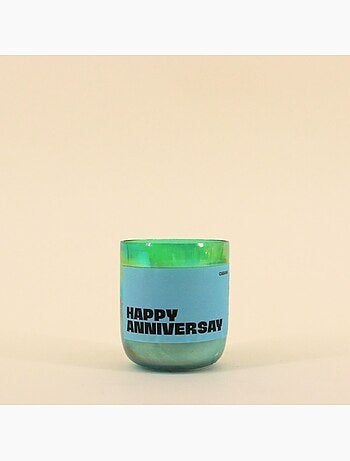 Bougie parfumée 200g "Happy Anniversay" en verre vert