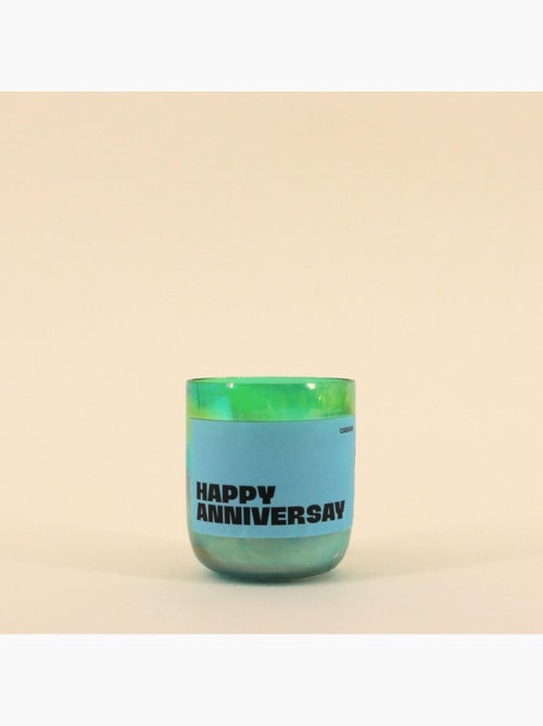 Bougie parfumée 200g "Happy Anniversay" en verre vert - Kiabi