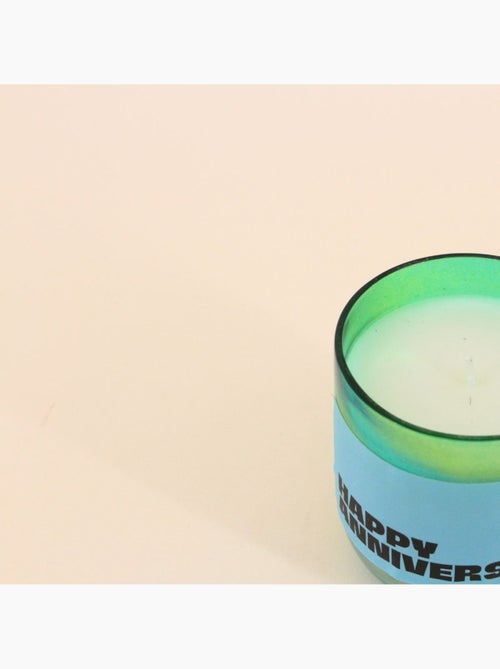 Bougie parfumée 200g "Happy Anniversay" en verre vert - Kiabi
