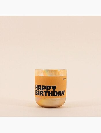 Bougie parfumée 200g "Happy Birthday" en verre jaune