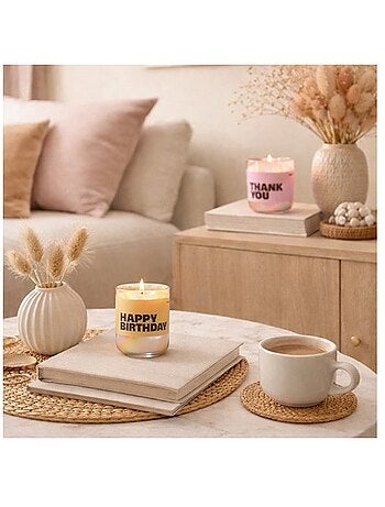 Bougie parfumée 200g "Happy Birthday" en verre jaune