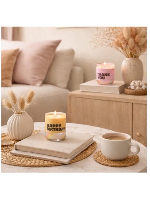 Bougie parfumée 200g "Happy Birthday" en verre jaune - Kiabi
