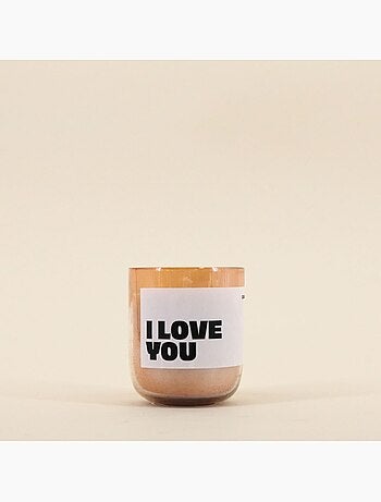 Bougie parfumée 200g "I love you" en verre beige