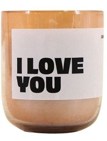Bougie parfumée 200g "I love you" en verre beige