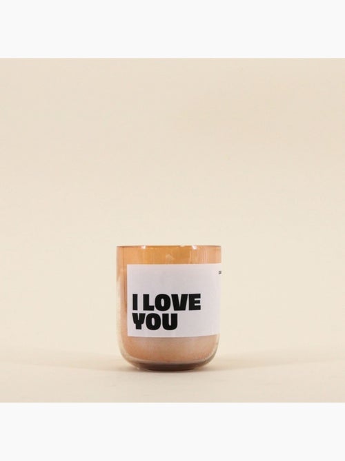 Bougie parfumée 200g "I love you" en verre beige - Kiabi