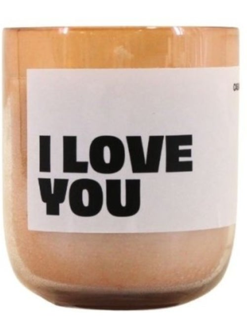 Bougie parfumée 200g "I love you" en verre beige - Kiabi