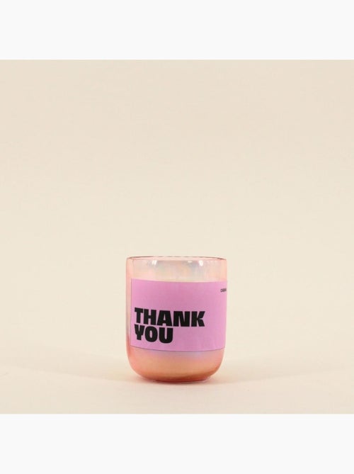 Bougie parfumée 200g "Thank You" en verre rose - Kiabi