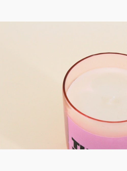 Bougie parfumée 200g "Thank You" en verre rose - Kiabi