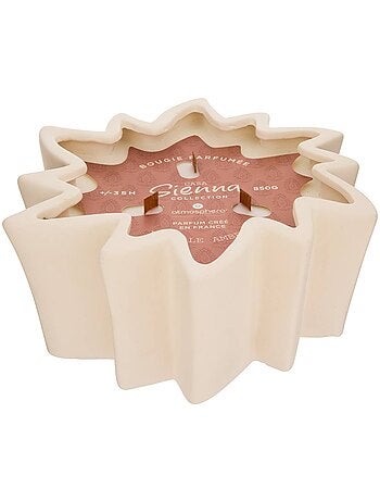 Bougie parfumée 3 mèches bois pot en céramique étoile SIENNA