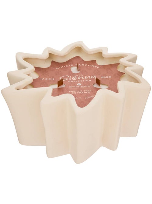 Bougie parfumée 3 mèches bois pot en céramique étoile SIENNA - Kiabi