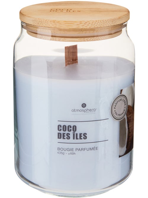 Bougie parfumée 435g pot en verre à couvercle bambou VIKY - Kiabi Bougie parfumée 435g pot en verre à couvercle bambou VIKY - Kiabi