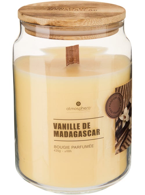 Bougie parfumée 435g pot en verre à couvercle bambou VIKY - Kiabi Bougie parfumée 435g pot en verre à couvercle bambou VIKY - Kiabi