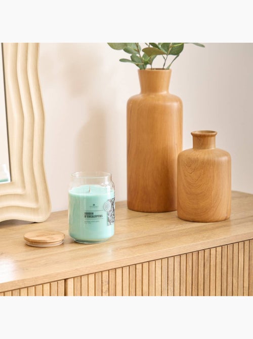 Bougie parfumée 435g pot en verre à couvercle bambou VIKY - Kiabi Bougie parfumée 435g pot en verre à couvercle bambou VIKY - Kiabi