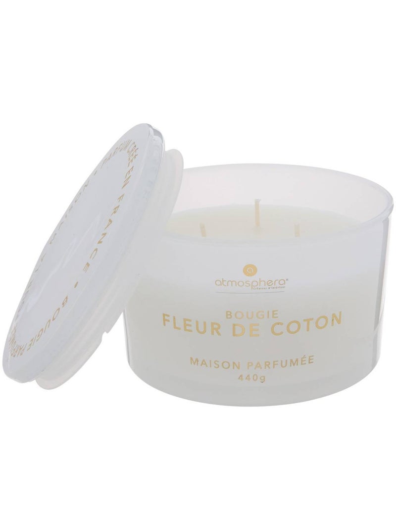Bougie parfumée 440g pot en verre à couvercle glowy Blanc - Kiabi