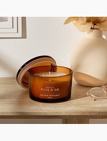 Bougie parfumée 440g pot en verre à couvercle GLOWY