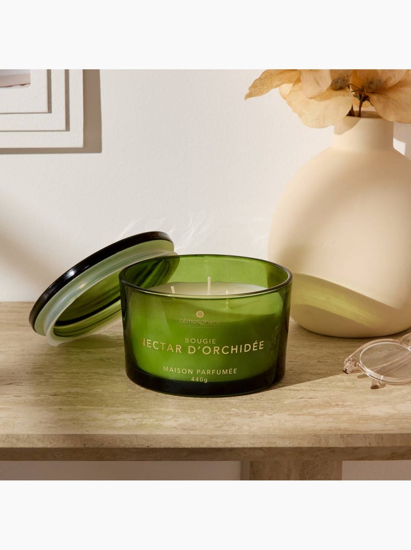 Bougie parfumée 440g pot en verre à couvercle GLOWY Vert - Kiabi