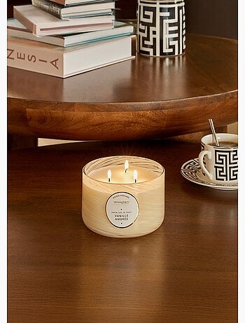 Bougie parfumée 540g 3 mèches pot en verre vague WAVY