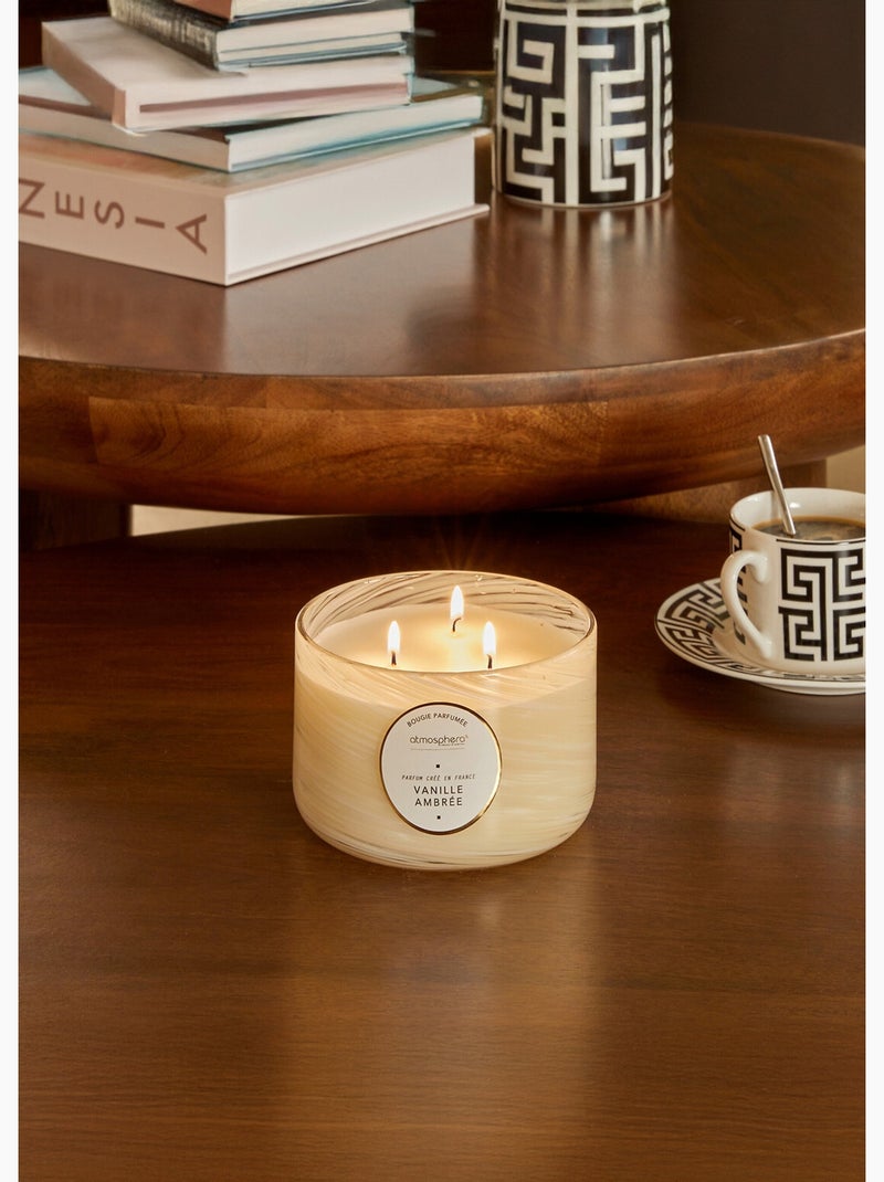 Bougie parfumée 540g 3 mèches pot en verre vague WAVY Blanc - Kiabi
