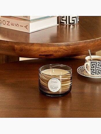 Bougie parfumée 540g 3 mèches pot en verre vague WAVY