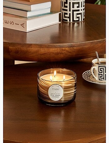 Bougie parfumée 540g 3 mèches pot en verre vague WAVY