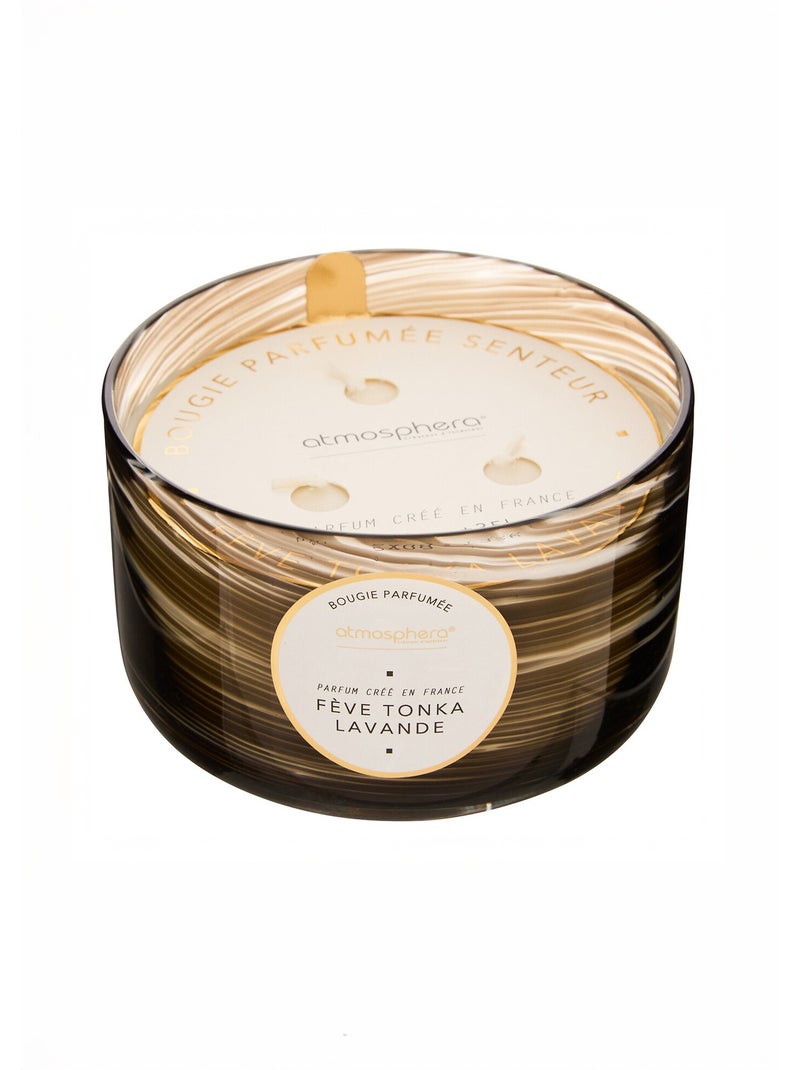 Bougie parfumée 540g 3 mèches pot en verre vague WAVY Noir - Kiabi