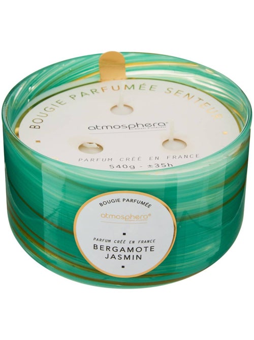 Bougie parfumée 540g 3 mèches pot en verre vague WAVY - Kiabi Bougie parfumée 540g 3 mèches pot en verre vague WAVY - Kiabi