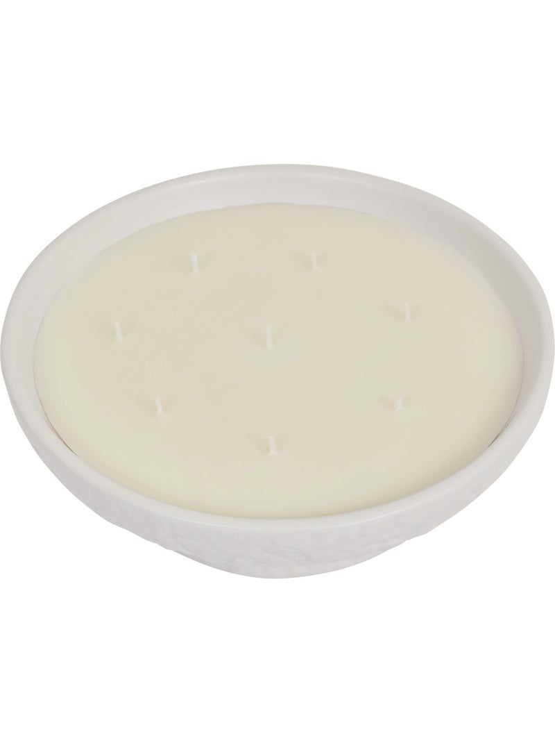 Bougie parfumée 8 mèches en coupelle céramique effet pierre STONY Blanc - Kiabi