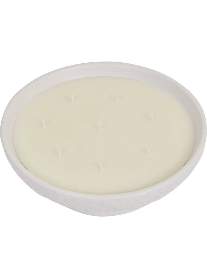 Bougie parfumée 8 mèches en coupelle céramique effet pierre STONY Blanc - Kiabi