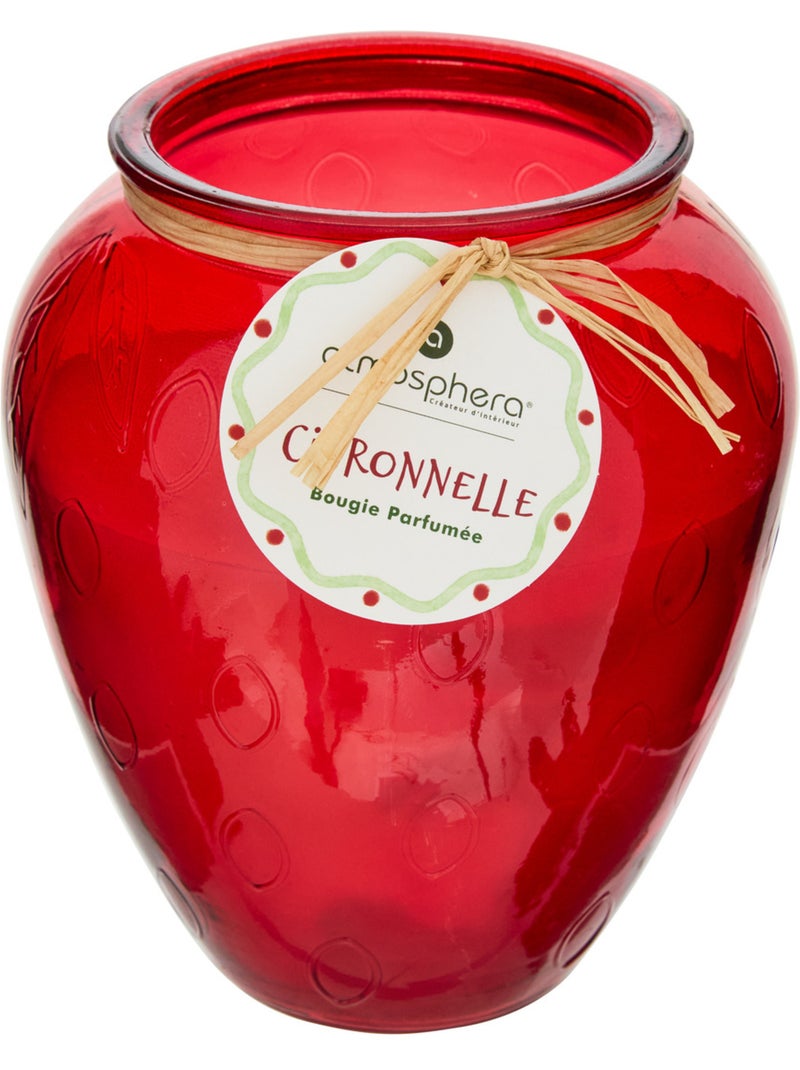 Bougie parfumée à la citronnelle 550 g contenant en verre fruity Rouge - Kiabi