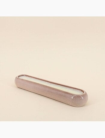 Bougie parfumée allongée en céramique beige 31cm