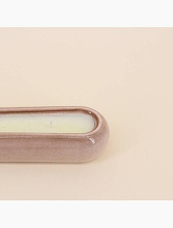 Bougie parfumée allongée en céramique beige 31cm