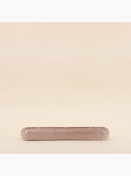 Bougie parfumée allongée en céramique beige 31cm - Kiabi