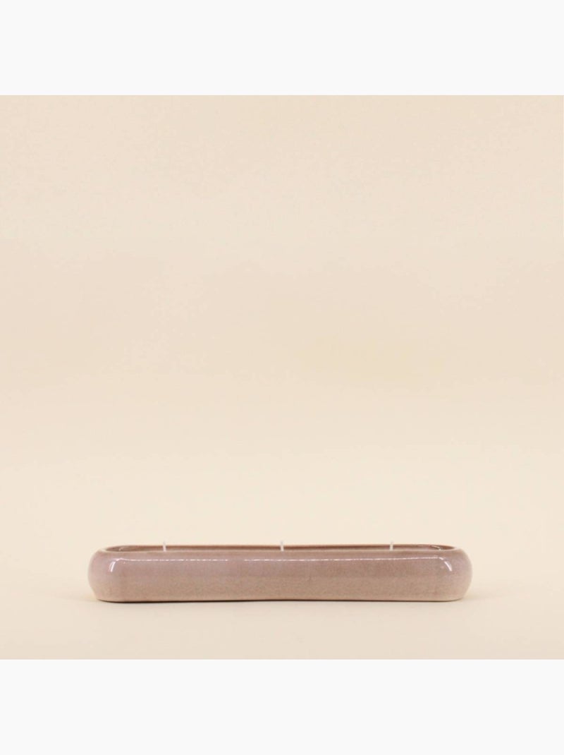 Bougie parfumée allongée en céramique beige 31cm Beige - Kiabi