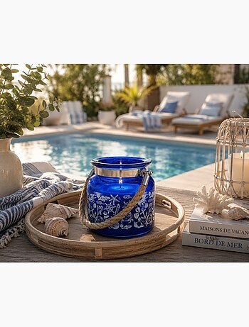 Bougie parfumée Brise Marine en verre avec anse corde