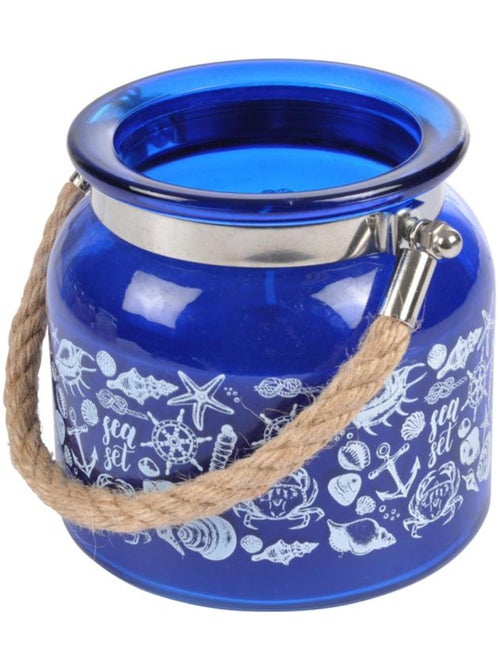 Bougie parfumée Brise Marine en verre avec anse corde - Kiabi