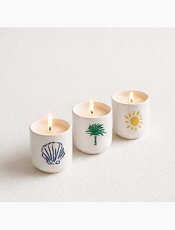 Bougie parfumée céramique 170g, boite cadeau soleil