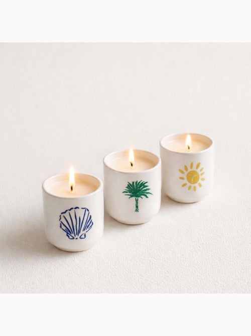 Bougie parfumée céramique 170g, boite cadeau soleil - Kiabi