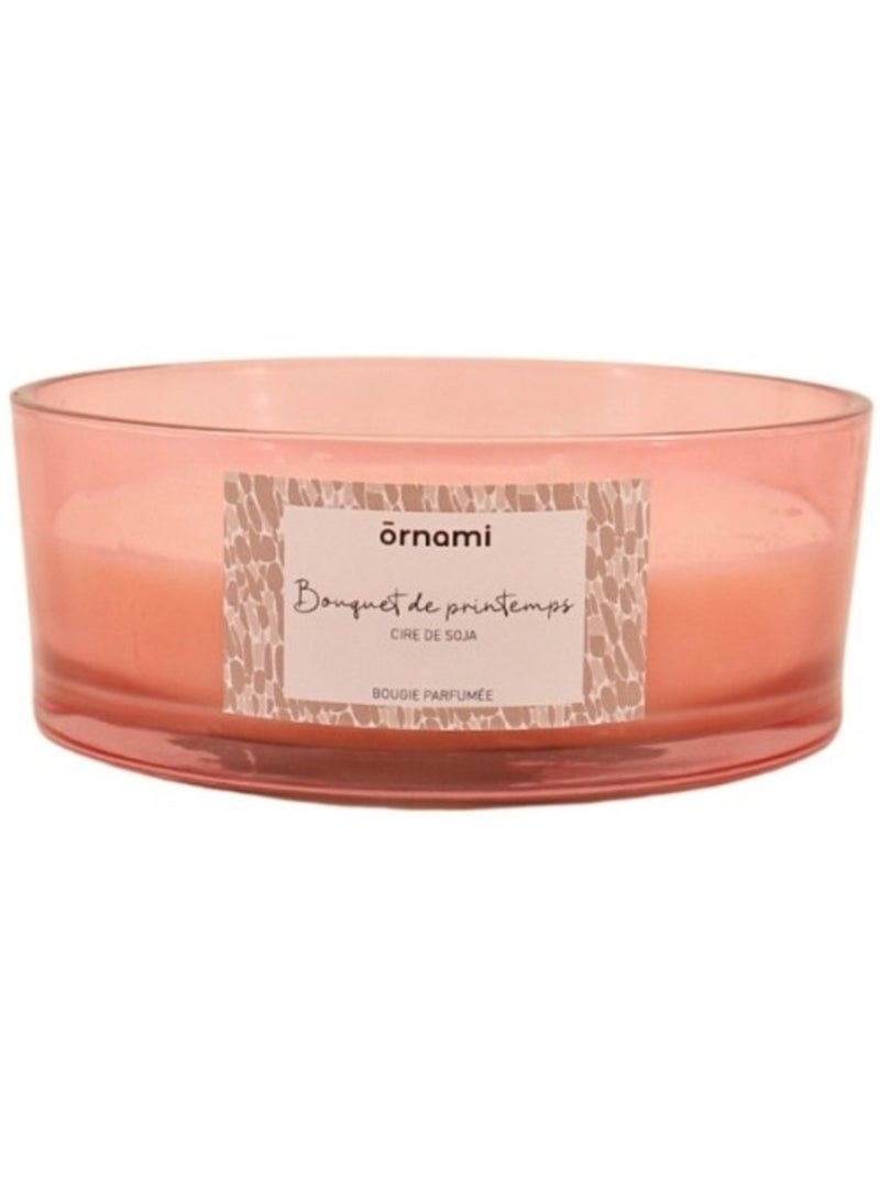Bougie parfumée cire de soja 4 mèches "bouquet de printemps" 380g Rose - Kiabi