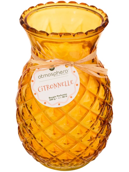 Bougie parfumée citronnelle 600g pot en verre ananas FRUITY - Kiabi