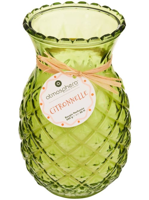 Bougie parfumée citronnelle 600g pot en verre ananas FRUITY - Kiabi
